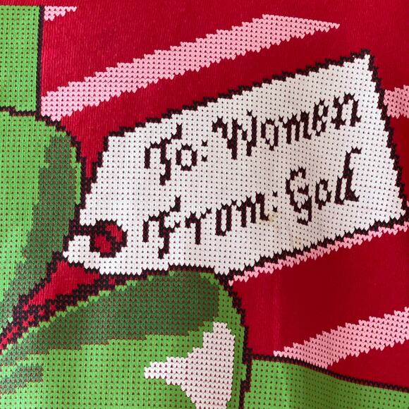 Mad Engine TO: WOMEN FROM: GOD Gift Wrapped Ugly Christmas Sweatshirt Size L - Picture 2 of 5